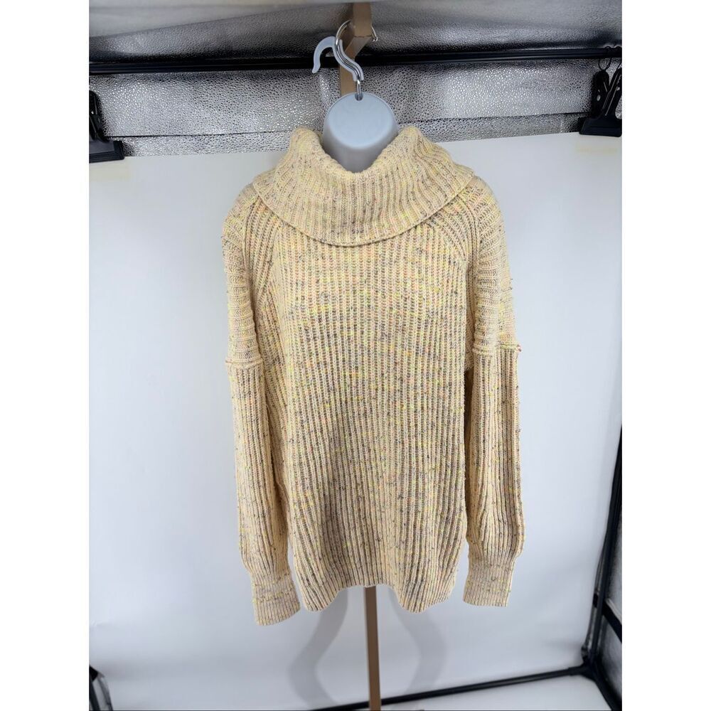 Free People Leo Sassy Peach Combo Tunic Oversized Sweater Size XS